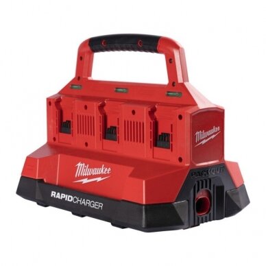 6-ių vietų greitasis akumuliatorių įkroviklis Milwaukee M18 PC6 Packout