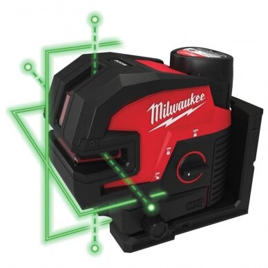 Akumuliatorinis lazerinis nivelyras Milwaukee M12 CLL4P-301C žalias 3