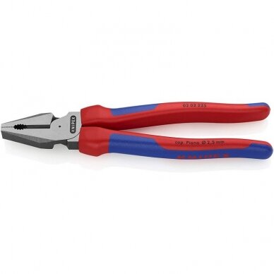 Kombinuotos didelės svertinės jėgos replės KNIPEX 0202 225 mm