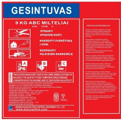 Miltelinis gesintuvas 9 kg GTC 3