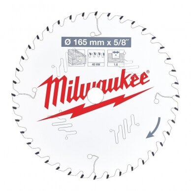 Pjovimo diskų medienai komplektas 165 x 15.8 mm, 24/40 dantų, Milwaukee 2