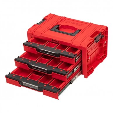 QBRICK PRO įrankių dėžė su 3 stalčiais 2.0 EXPERT RED 2